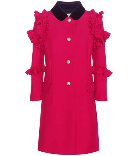 gucci ruffle flounce coat pink|Gucci blazers for women.